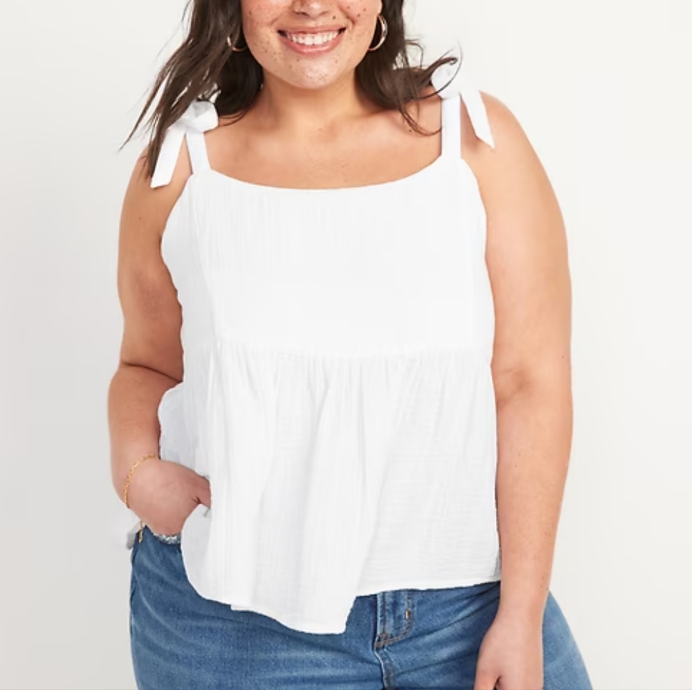 New Old Navy White Tie-Shoulder Camisole Top Size 4X